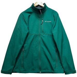 Columbia Mens Full Zip Ascender Softshell Jacket Long Sleeve Sz LT Emerald Green